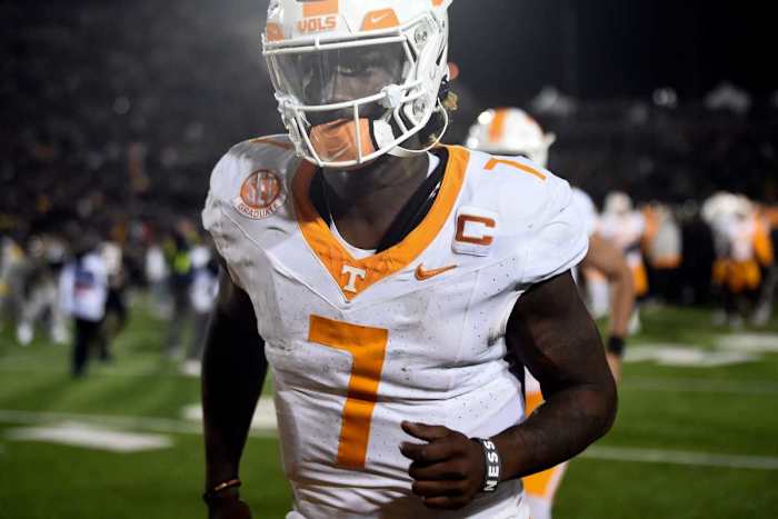Tennessee Volunteers QB Joe Milton III during the loss to Missouri. (Photo by Saul Young of the News Sentinel)